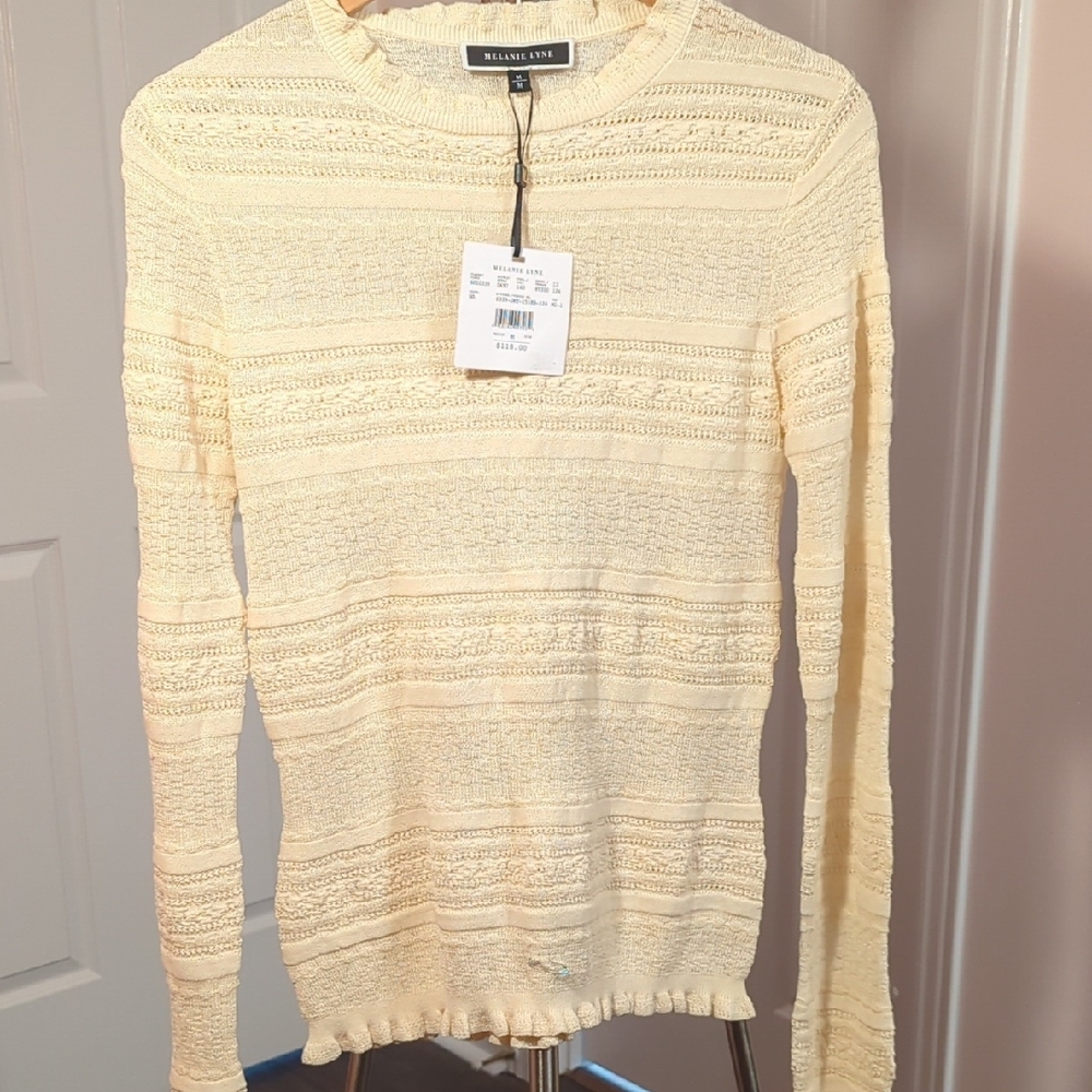Melanie lyne Cream Open-Knit Sweater Top